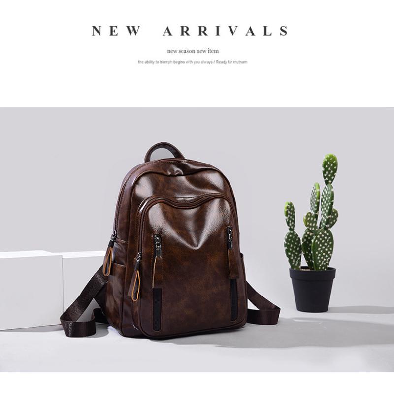 Women's Soft Leather Anti-theft Retro Casual Lightweight Backpack Handbag Travel Daily and Shopping Bag