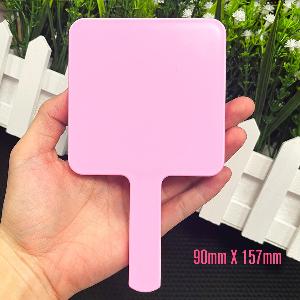 Low Moq Heart pink Shade Mirror for Makeup Custom logo Handle Makeup Colorful Cosmetic Mirror