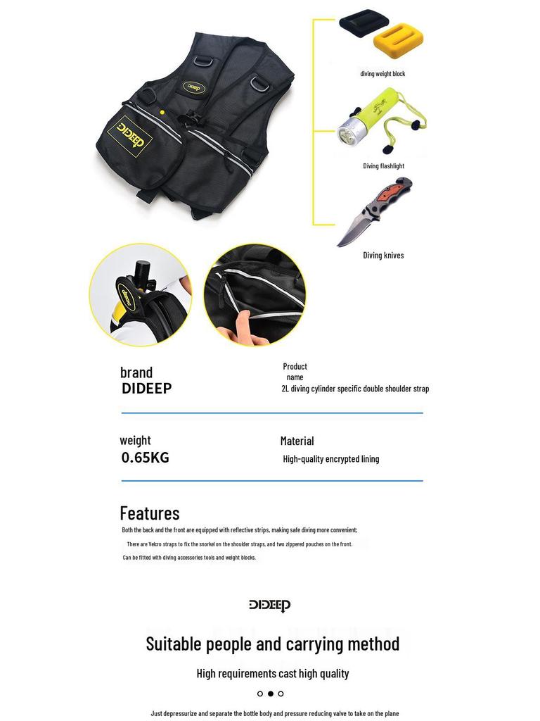 DIDEEP X5000Pro 2L Комплект для дайвинга и снорклинга с аквалангом и манометром