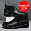 Men Snakeskin Pattern Boots Elevator Shoes Height Boots Man Increase Insole 5CM Slip-On Leather Ankle Boot Chelsea Boots