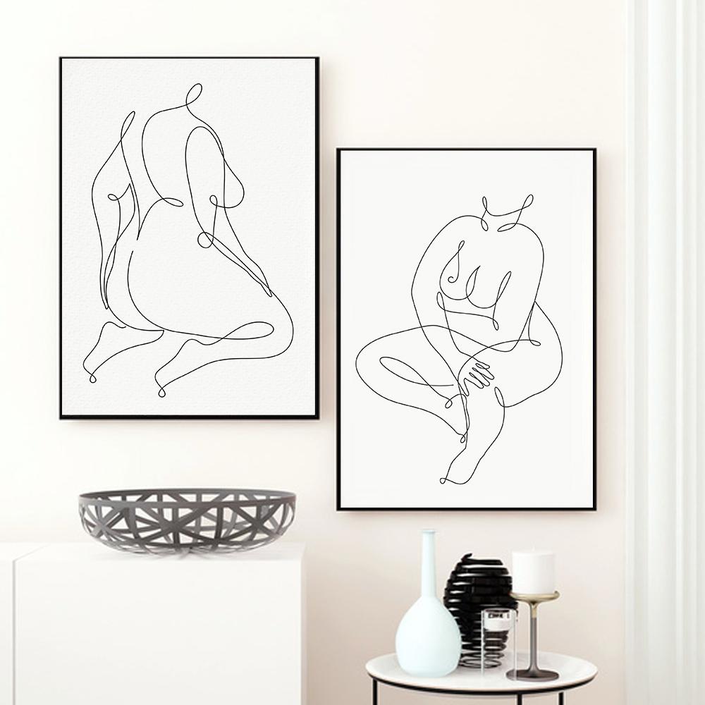 Naked Female Body Positive Art Curvy Drawing Posters  Minimalist Wall Art Canvas Print Painting Nude Woman Decorative Pictures
