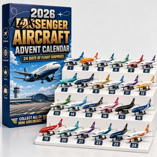 Festive Countdown Gifts Aircraft Advent Calendars 2026, Airplane Toy Calendar, 24 Days Christmas Holiday Home Decorations with Models, 2D Acrylic