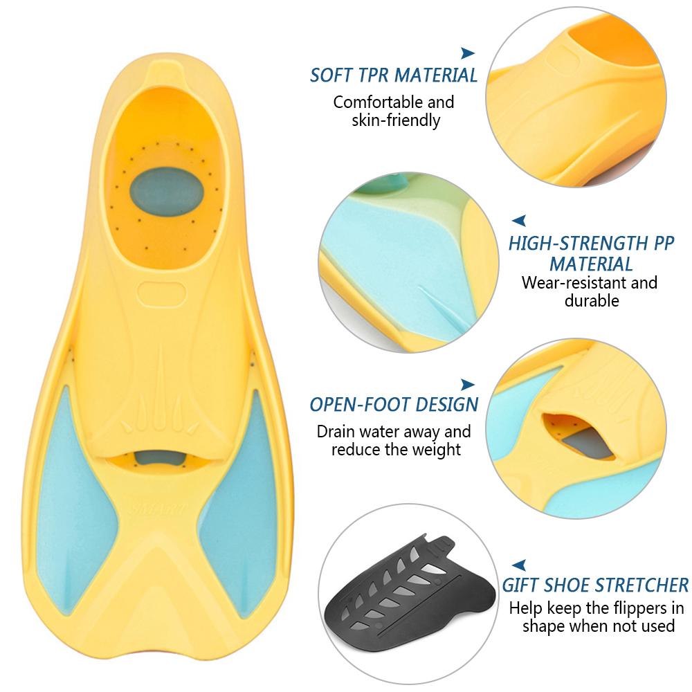 Детские короткие легкие ласты для плавания, ласты для тренировок по плаванию и подводному плаванию