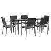 VidaXL 7-piece Garden Dining Set Cushions Wicker Steel, Dining Set, Outdoor Dining Set, 3187010