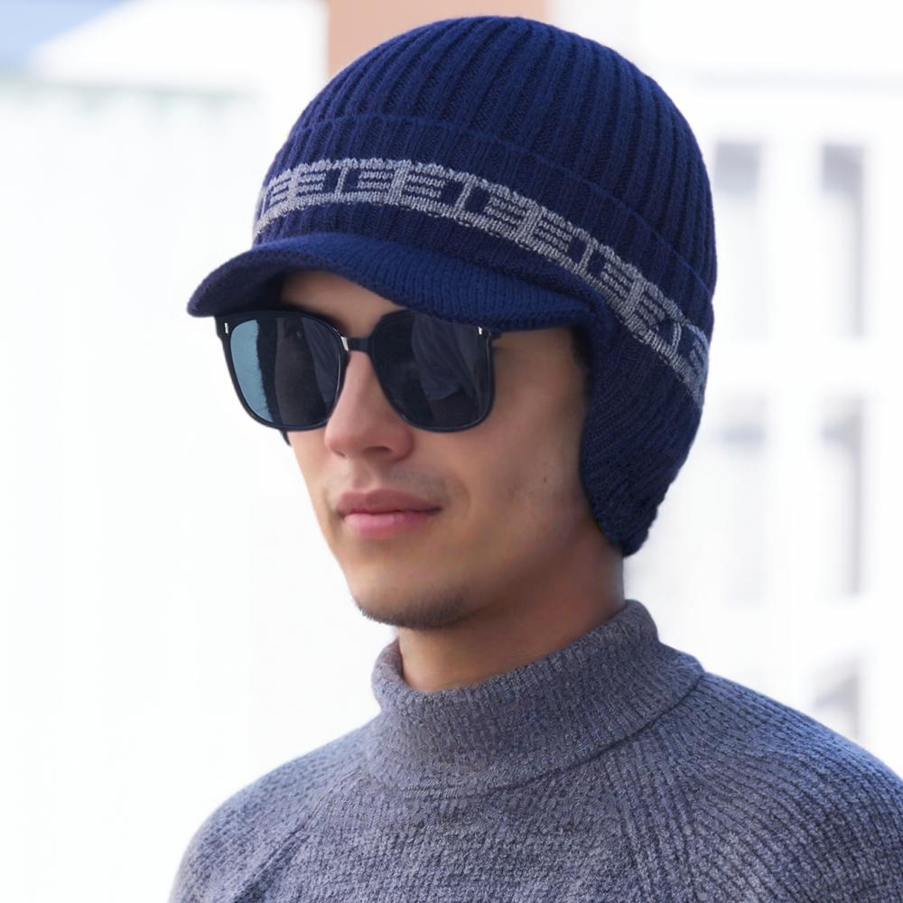 New Style Plush Fur Lined Winter Hat With Earflap Fashion Beanie Hats Men Outdoor Keep Warm Cap Winter Hat Father Warm Gift