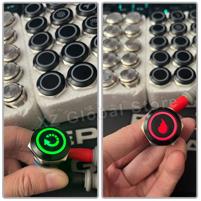 Customized Metal Push Button Switch with Wire 16/19/22MM Luminous Waterproof Latching Momentary For Car Boat Horn 12V 24V