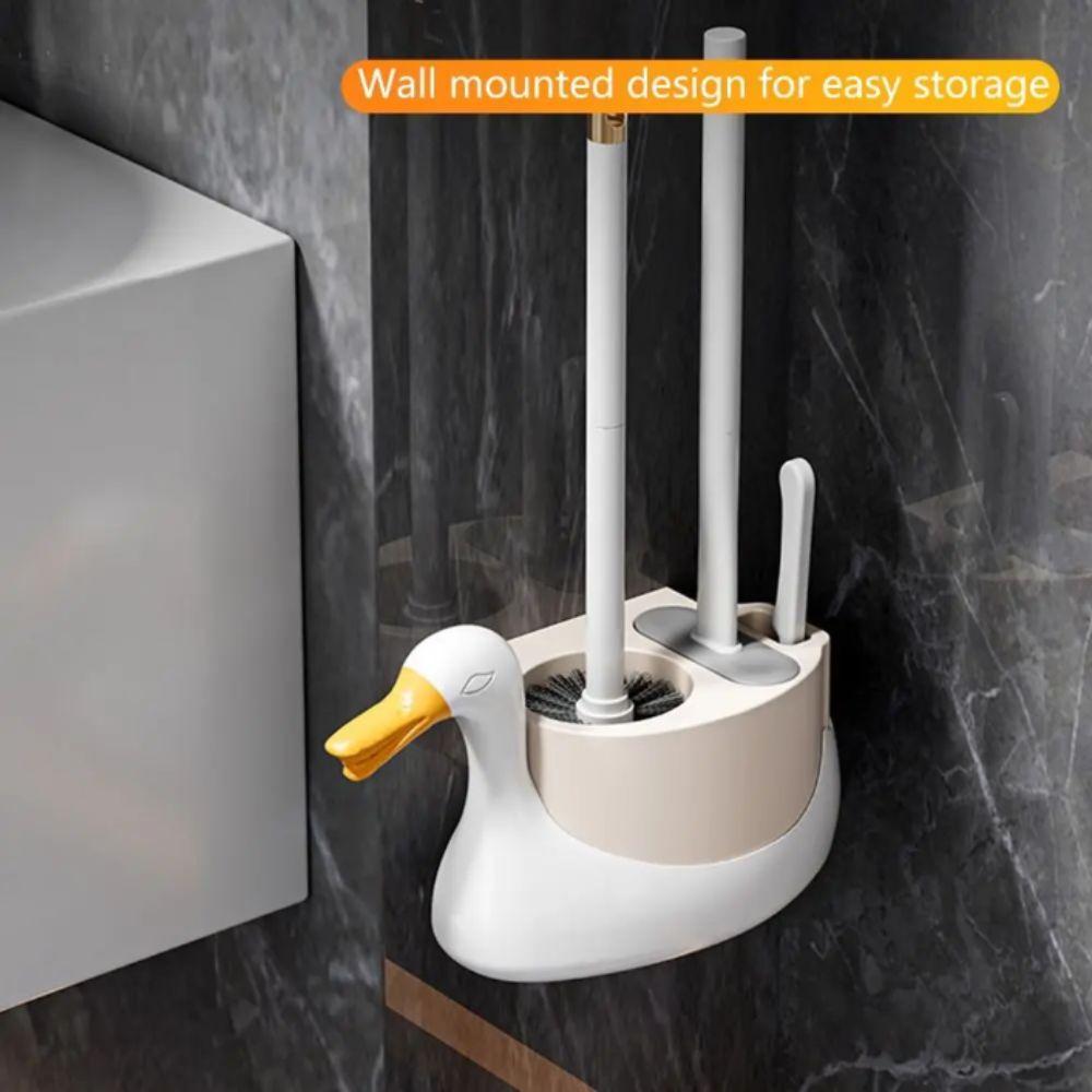 Soft Rubber Brush Head Wall-Mounted Toilet Brush Toilet Brush Set Bathroom Cleaning