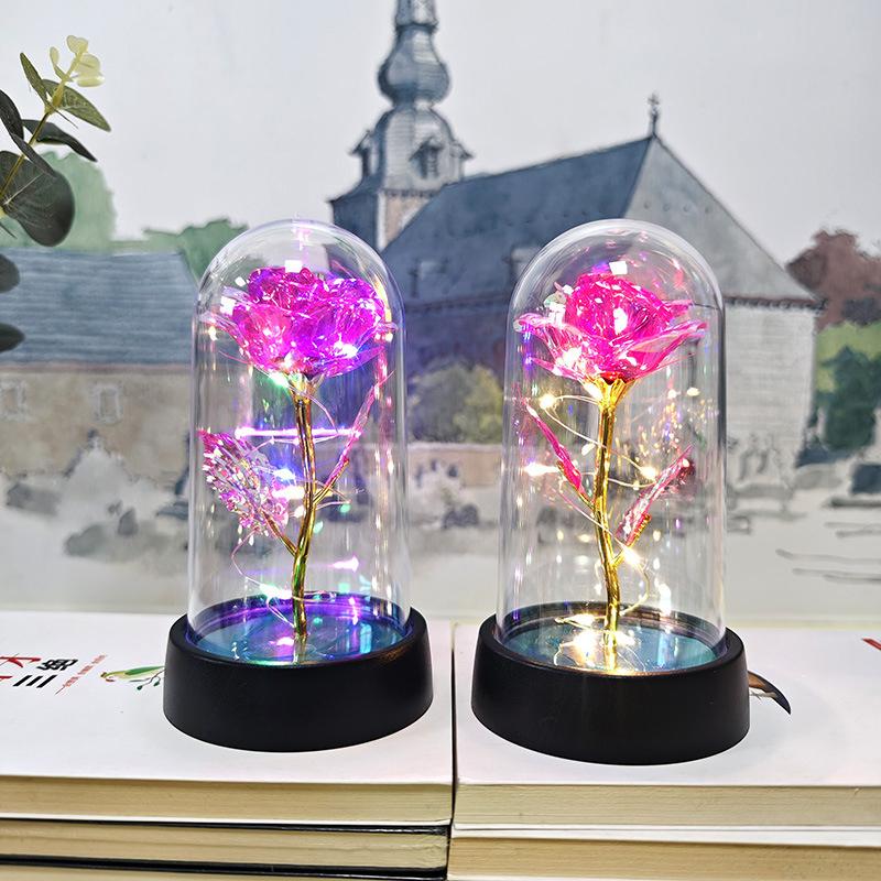 Светодиодная фольга Цветок Искусственные розы Цветы Ночной светильник День Святого Валентина Подарок для девушки Вечная роза Свадебный декоративный подарок