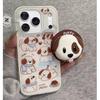2 IN 1 Cute Puppy Cartoon Magnetic Grip Tok Phone Case for iPhone 17 Pro Max 15 14 16 Wireless Charge Funny Cover for Magsafe