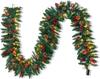 JOYFY 9 футов Искусственная рождественская гирлянда с LED-подсветкой, 27 сосновых шишек, 27 красных ягод для украшения дома и офиса к Рождеству