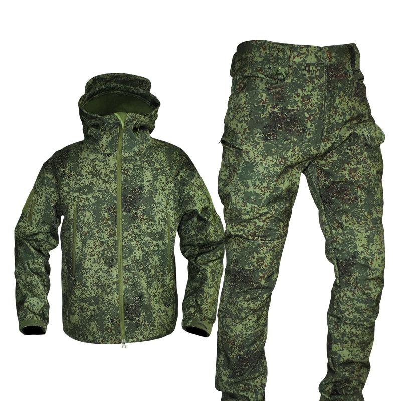 Тактический камуфляжный плащ Shark Skin, водонепроницаемый теплый костюм Soft Shell, куртка и брюки для мужчин и женщин из спецназа
