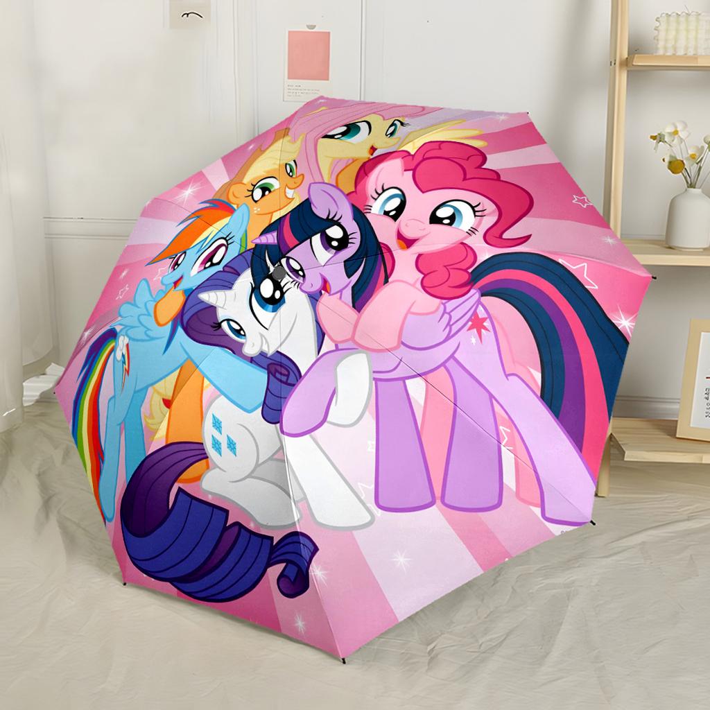 My Little Pony Friendship Portable Automatic Umbrella Folding Umbrella with 8 Ribs Sturdy Construction All-Season Use Fashion Lovers Gift