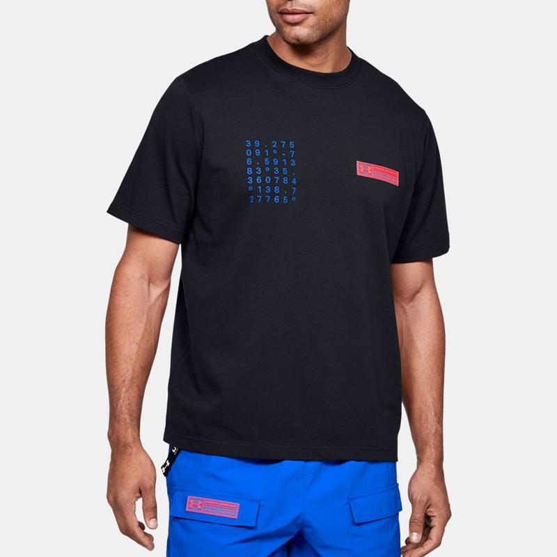 Under Armour Свободная прямая спортивная футболка с круглым вырезом, мужские топы, черная 1359714-001