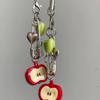 Sweet Fresh Heart Apple Keychain Phone Chain Lucky Beaded Pendant Charms Backpack Decoration Girls  Camera Lanyard