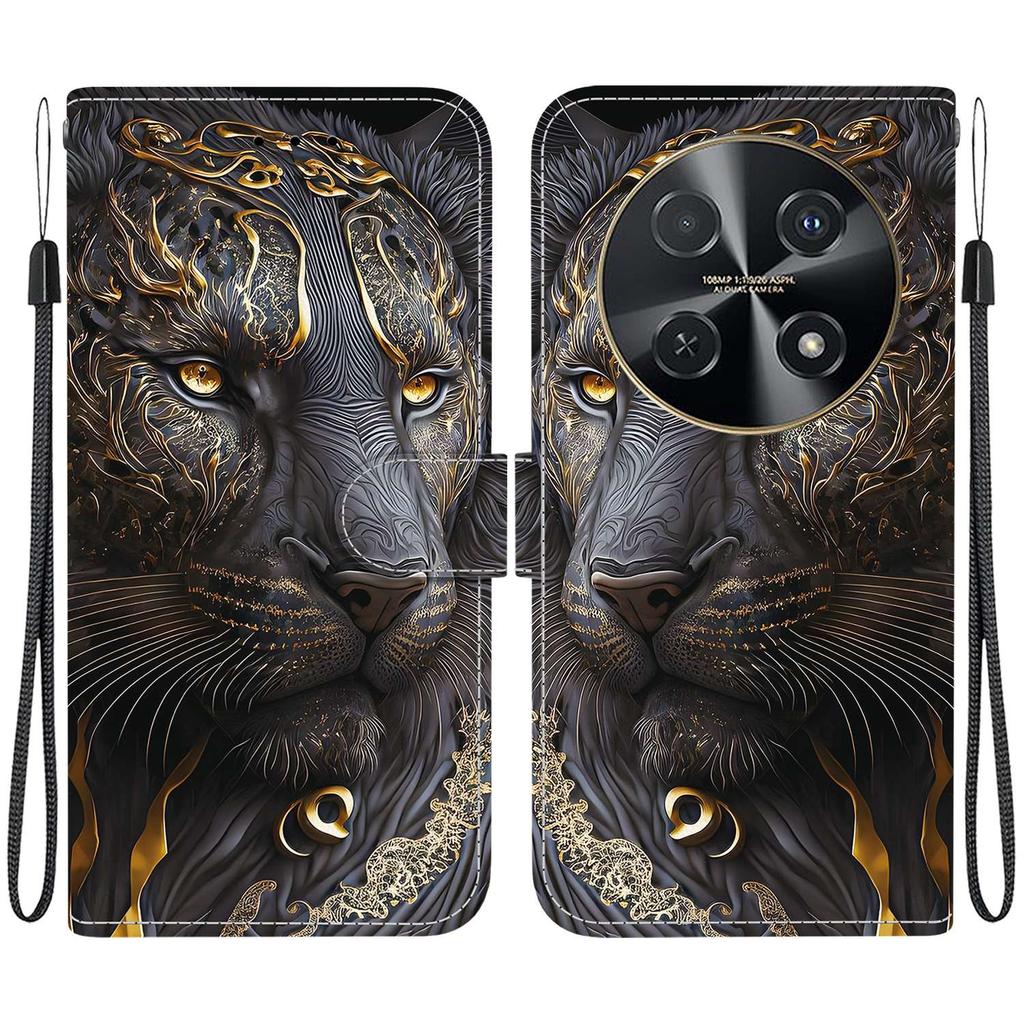 Чехол-книжка из искусственной кожи ручной работы для Huawei nova 12i, противоскользящий, противоударный чехол с ремешком на запястье и дизайном в виде сердца/розы/кошки