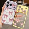 Чехол с принтом розовых бантиков для iPhone 17 Pro Max Для iPhone 16 15 14 13 Pro Max Роскошный Гибридный TPU+PC Прозрачная Жесткая Задняя Крышка