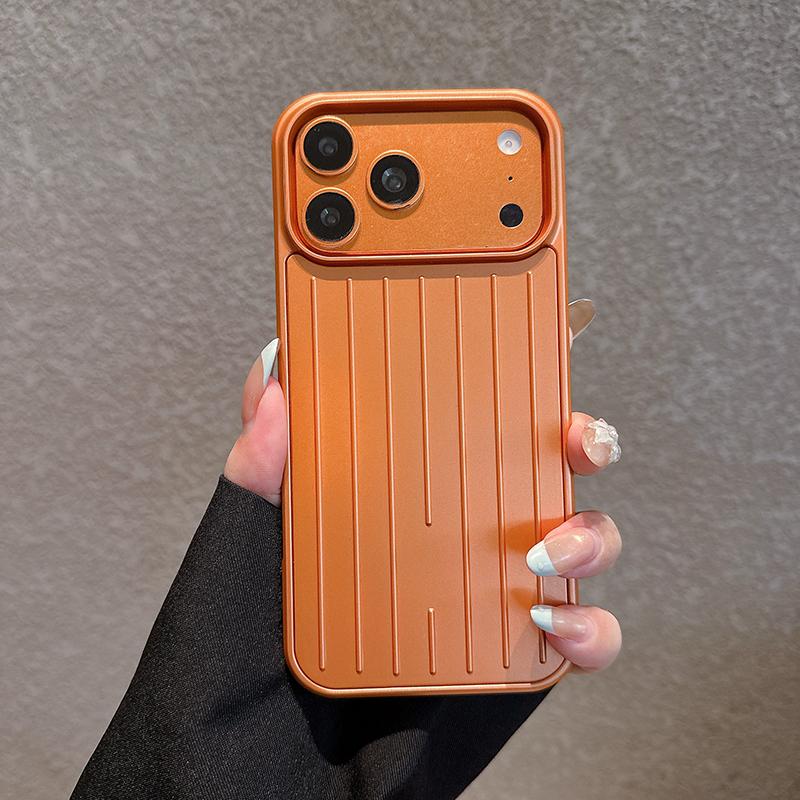 Роскошный чехол для телефона с текстурой полосатого багажа для IPhone 17 16 15 14 13 Pro Max, противоударный, титановый, глянцевый цвет, деловой чехол