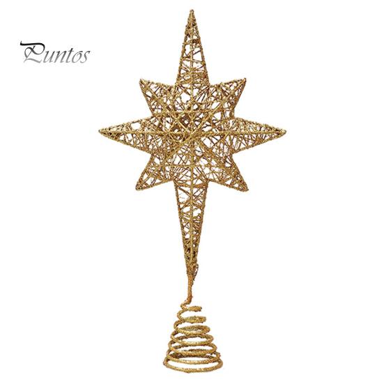Верхняя часть рождественской елки со звездой сверкающего яркого цвета, нержавеющая полая конструкция, 3D украшение на вершине рождественской елки