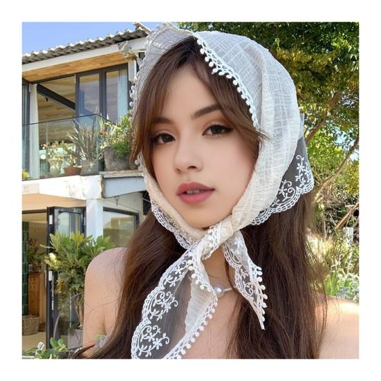 Кружевной платок на голову, треугольный галстук, повязка на голову с кружевным цветочным украшением, сплошной цвет, стилизованное украшение для фотосъемки