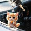 Automobile Pendant 2D Cat Car Rearview Mirror Hanging Ornament Acrylic Cat Charm Keyring Auto Backpack Keychain