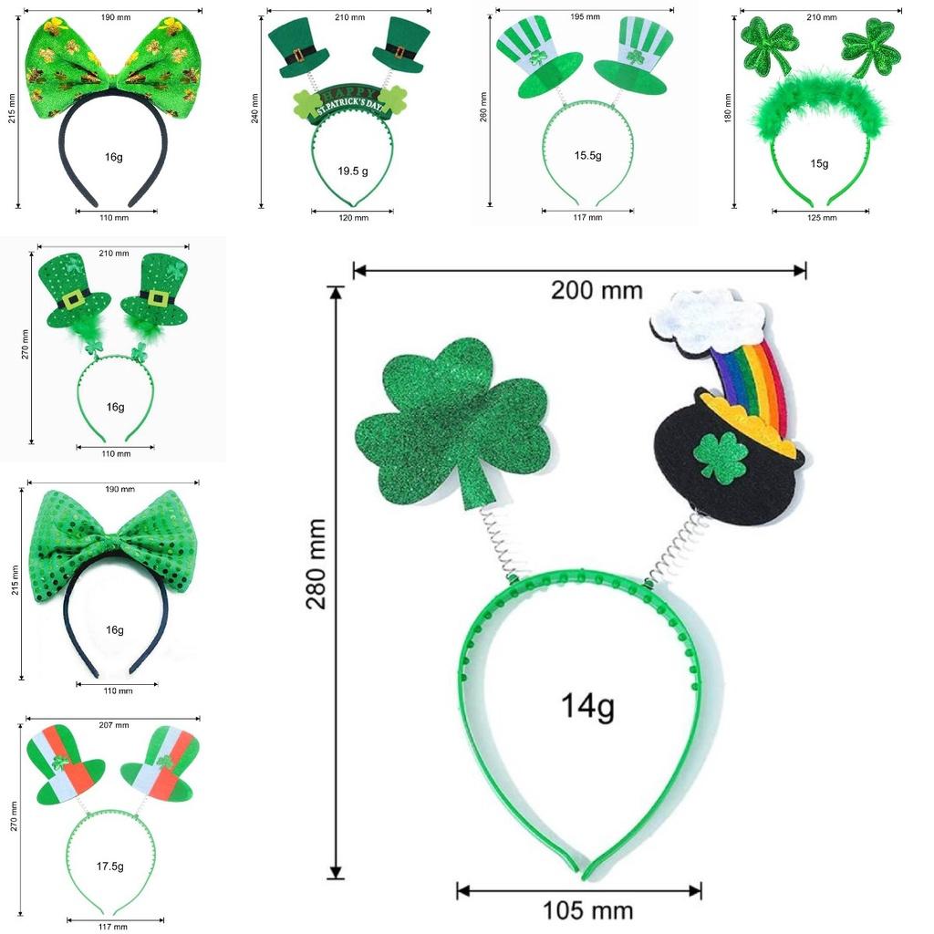 5pcs Green Clover Hair Band Elf Hat Accessories For St. Patrick's Day