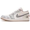 Air Jordan 1 Износостойкие Низкие Винтажные Баскетбольные Кроссовки Мужские Бежево-Серые 553558-169(КомандаТри-)