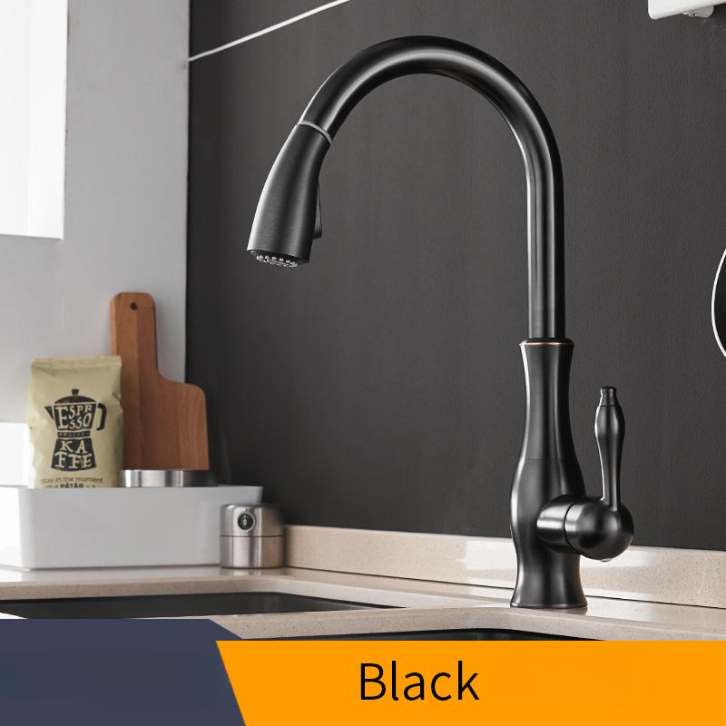 Kitchen Faucet Silver Single Handle Pull Out Design Single Hole Swivel 360 Degree Water Mixing Tap Mixer for Home Use