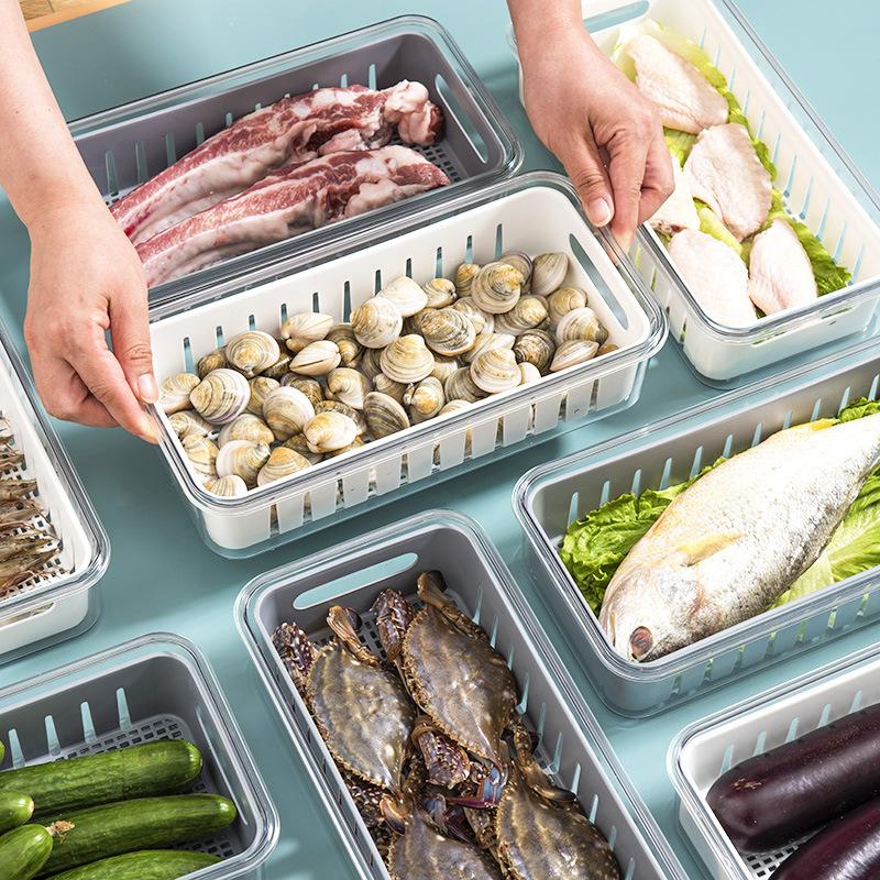 Ящик для хранения в холодильнике, сливной контейнер, морозильник, специальная коробка для замороженных продуктов, прямоугольная коробка для овощей и фруктов, кухонный органайзер