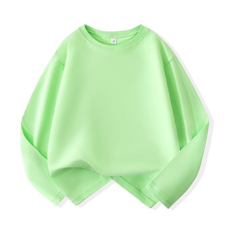 Kids' Solid Color Long-Sleeve Cotton T-Shirt for Boys & Girls, Customizable Base Layer for Older Children