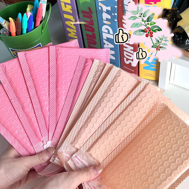 10 шт./уп. Розово-фиолетовый пакет с пузырьковой пленкой Утолщенный пакет для экспресс-доставки Самоклеящиеся курьерские почтовые конверты Держатель для наклеек