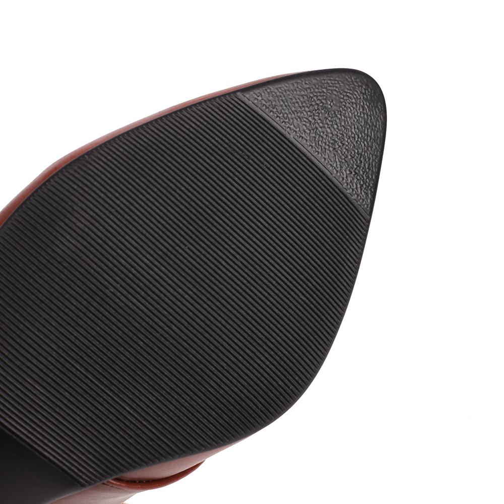 Весенние Коричневые Абрикосовые Женские Ботильоны с Острым Носком на Шнуровке на Высоком Каблуке Маленький Большой Размер 33 47