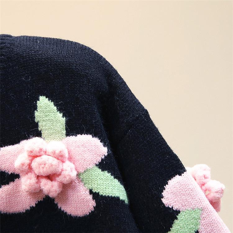 Повседневный женский свитер 2023, кардиган, женский свитер, свободное верхнее пальто с длинным рукавом, 3D цветок, круглый вырез, вязаный женский кардиган