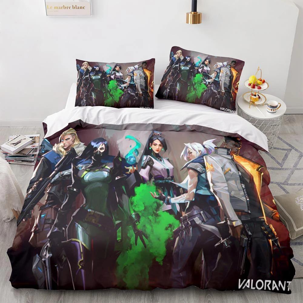 Fashion 3D Print Game Valorant Bedding Collection Boys Girls Twin Queen Size Duvet Cover Pillowcase Bed Kids Adult Fashion Home Textile