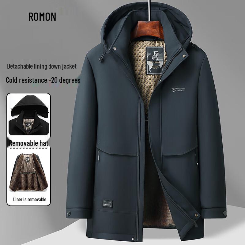 ROMON Men's Winter Fleece Hooded Parka