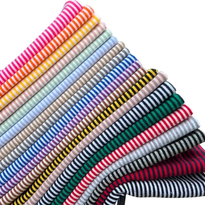 100% Cotton Knitting Elastic Fabric Wide 1mm Stripe DIY Sewing Clothing Cloth 100x170cm 100% Tissu Hometextile Tela Sewing