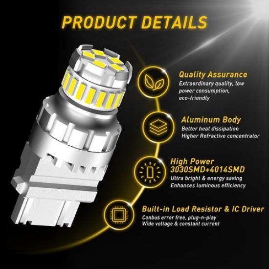 2x AUXITO 3157 3156 LED Reverse Brake Turn Signal Light Bulb 6500K Super White