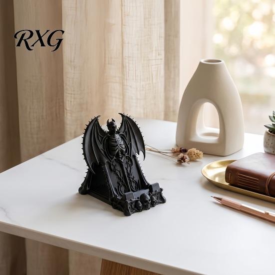 Personalized Gift for Goth Lovers Gothic 3D Printed Phone Stand, Dark Fantasy Cell Holder, Spooky Sturdy PLA Smartphone Cradle Winged Demon