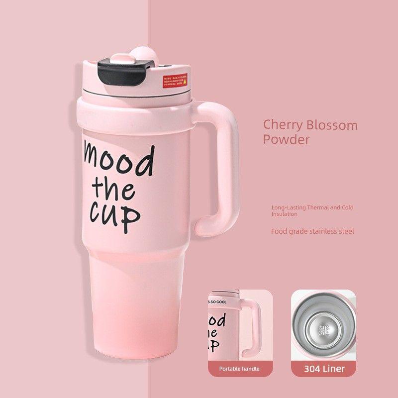 Dopamine Large-Capacity Thermos Cup for Female Students, High-Value Cute Straw Cup, Office Large-Capacity Cup