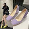 Fashion 2024 Women's New Fashion High-heeled Shoes Square Toe Thick Heel One-step Solid Color Casual High-heeled Shoes