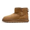 Snow boots men's leather short boots winter velvet thickened one-pedal large cotton shoes warm bread shoes