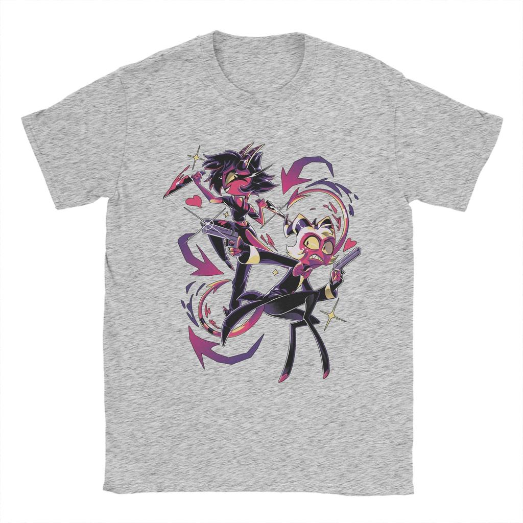 Мужская футболка Moxxie и Millie Hazbins Hotels Одежда из чистого хлопка Крутые футболки с коротким рукавом и круглым вырезом Уникальная футболка