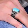 Простое и стильное мужское кольцо из бирюзового серебра, уникальное мужское кольцо из стерлингового серебра 925 пробы, идея подарка для мужчин, турецкое кольцо ручной работы