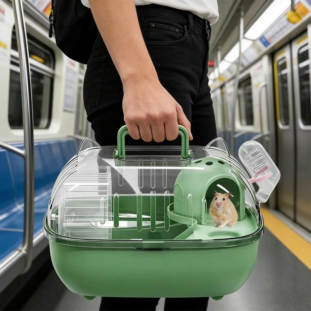Transparent Cover Hamster Carrier Box Large Space Hamster Habitat Travel Hamster Cage Car Outing