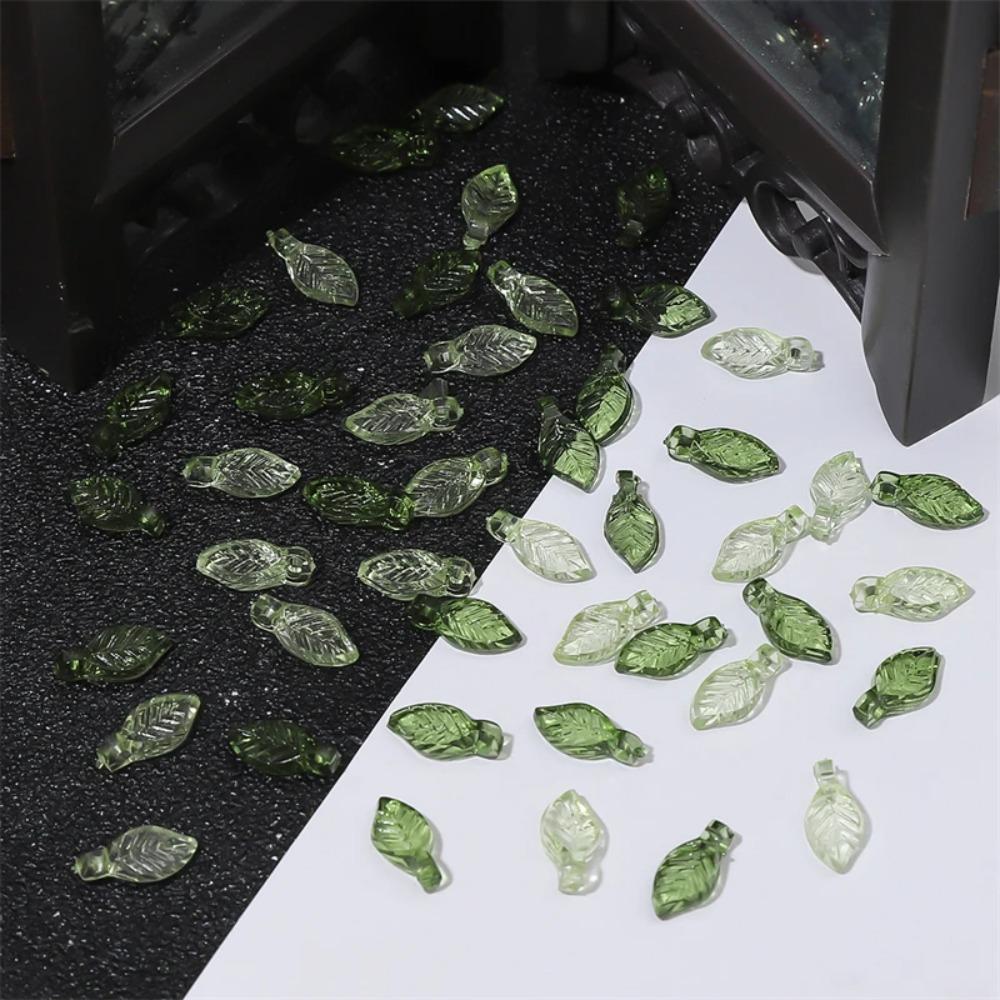 Transparent Green Transparent Leaf Shape Beads Charms Leaf Shape Beads Necklace Accessories