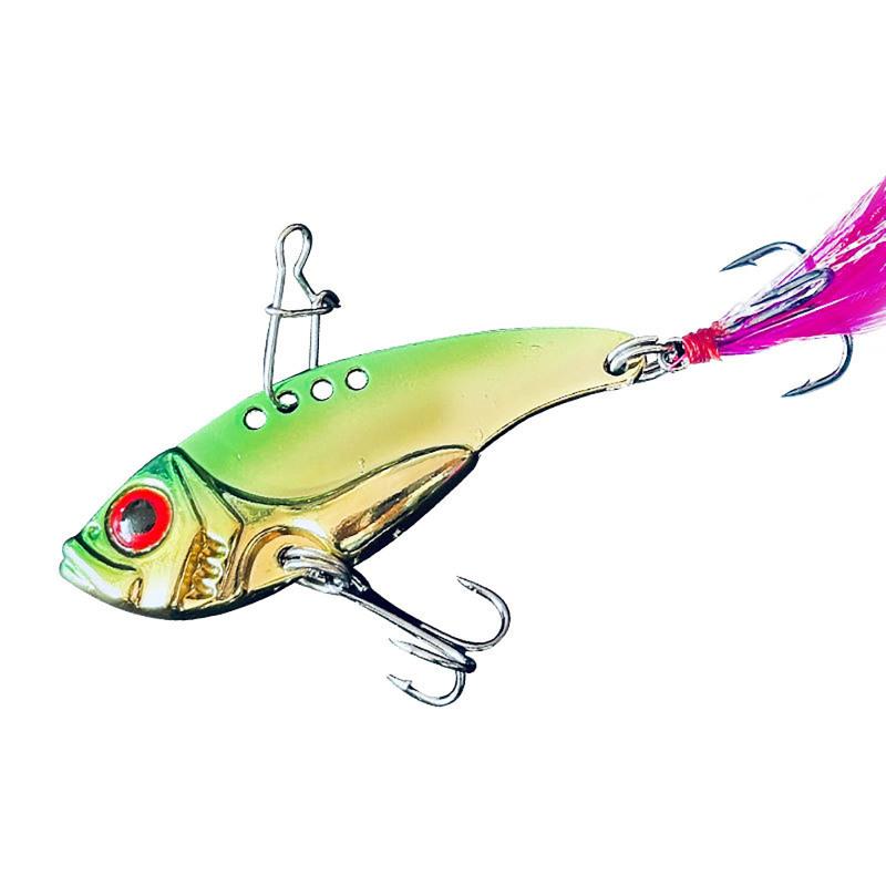 7g12g Vib металлические приманки с тройными крючками, перья, дальние рыболовные приманки для пресной воды