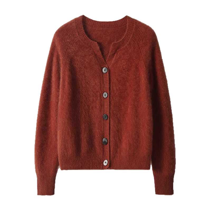 2026 Autumn Winter Women's Soft Fluffy Wool Cashmere Knit Cardigan Sweater