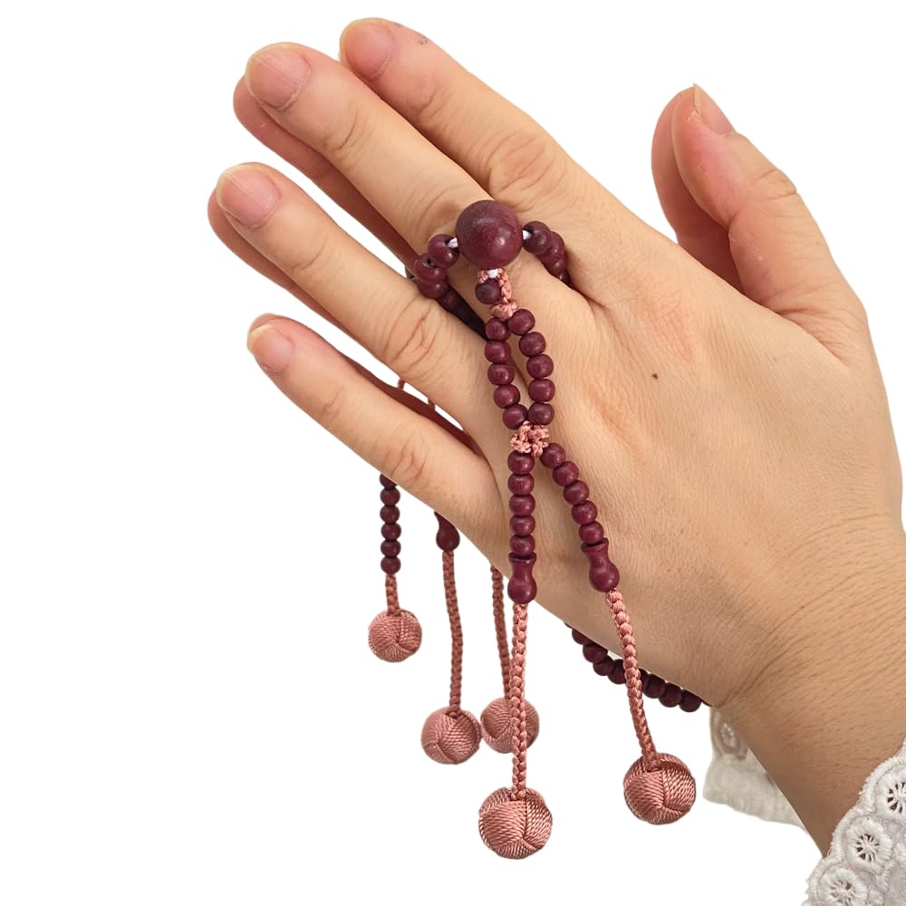 ЧУДЕСНЫЙ ЛОТОС четки секты Ничирен Пурпурное сердце двойной размер 8 размер S круглые бусины Фиолетовые натуральные деревянные четки Одамаки санскрит Тэнбо