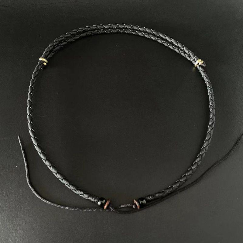 Ожерелье с подвеской из бусины Дзи: Янтарь, Кожа и Плетеный Шнур для Мужчин и Женщин