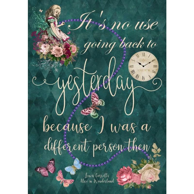 Cartoon Retro Colored Alice In Wonderland Inspirational Quote Poster Canvas Painting Wall Art for Living Room Kids Home Decor