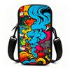 Vibrant Abstract Smoke Pattern Crossbody Phone Bag, Colorful Graffiti Art Style Mini Shoulder Pouch, Festive Fashion Cell Phone Wallet Gift for Christ